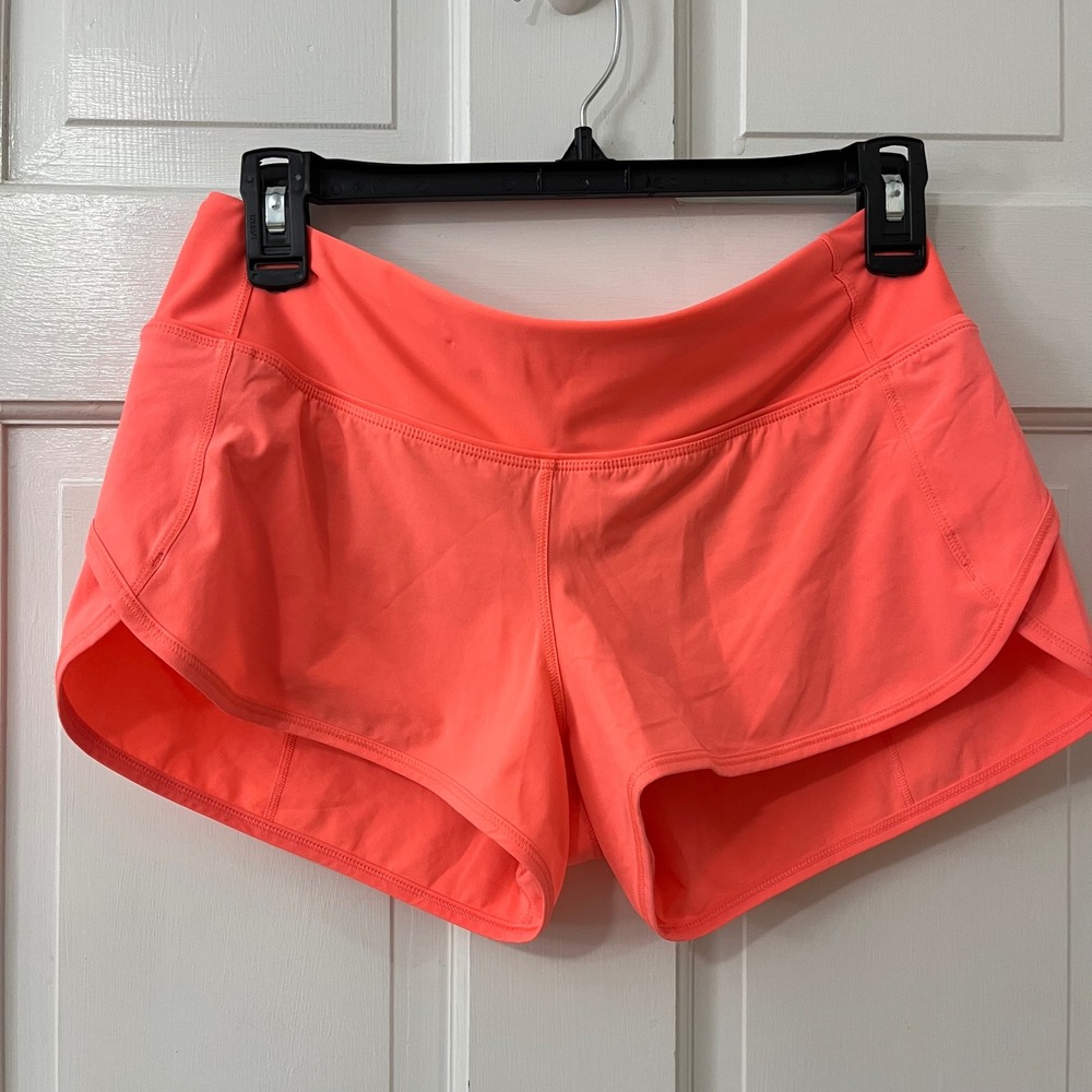 Lululemon Speed Up Short 8 Orange Swift Low Rise 2.5" Running Athletic Gym